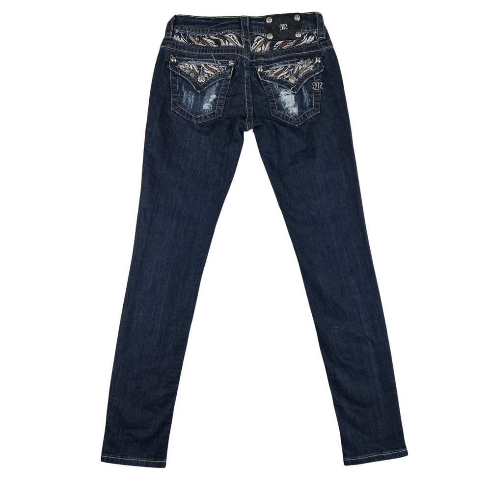 Miss Me Jeans Womens‎ 27x31 Dark Wash Skinny Signature Embellished Low Rise Y2K